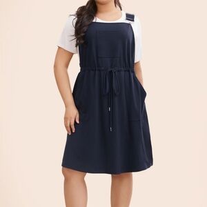 Bloomchic Black Knit Overall Mini Dress Size 14-16 NWT